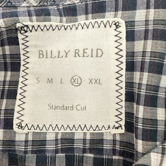 Billy Reid Men XL Button Down Long Sleeve Shirt Check Plaid Navy Preppy Italy - Picture 10 of 16